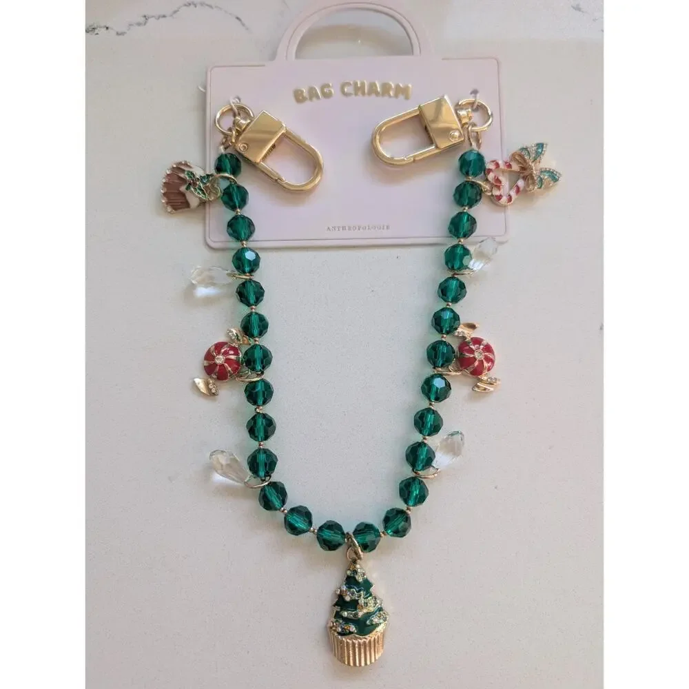 NWT Anthropologie Icon Pearl Bag Charm Green